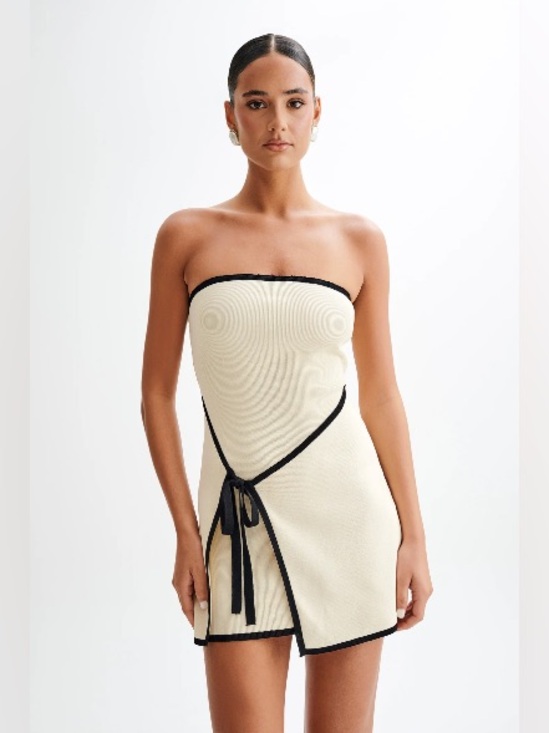 Meshki Dresses & Skirts - Meshki Cream Strapless Knit Mini Dress